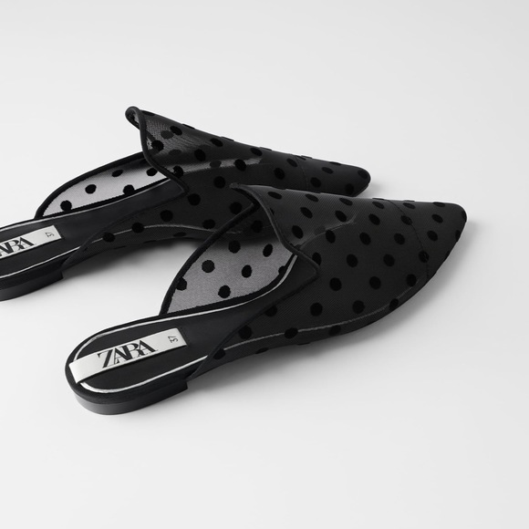Zara Shoes - ZARA Mesh Polka Dot Mules